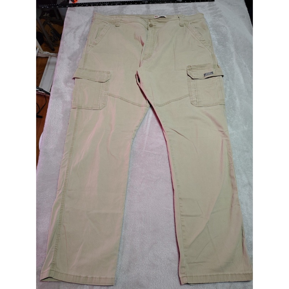Wrangler‎ Cargo Pants Men 44x32 Beige Hiking Work Classic Pockets Cotton Comfort